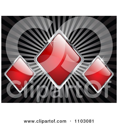 Clipart Shiny Red And Silver Rhombus Or Poker Diamonds On Rays - Royalty Free Vector Illustration by Andrei Marincas