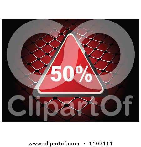 Clipart Shiny Red 50 Percent Discount Triangle Over A Net - Royalty Free Vector Illustration by Andrei Marincas