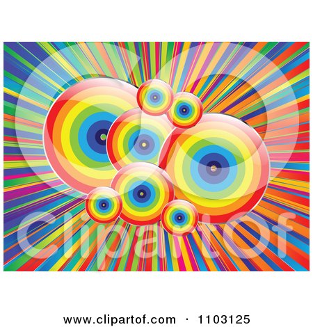 Clipart Rainbow Circles Over Rays - Royalty Free Vector Illustration by Andrei Marincas