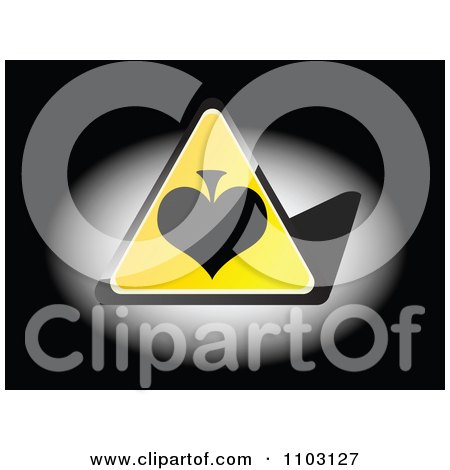 Clipart Poker Spade On A Yellow Triangle In A Spotlight On Black - Royalty Free Vector Illustration by Andrei Marincas