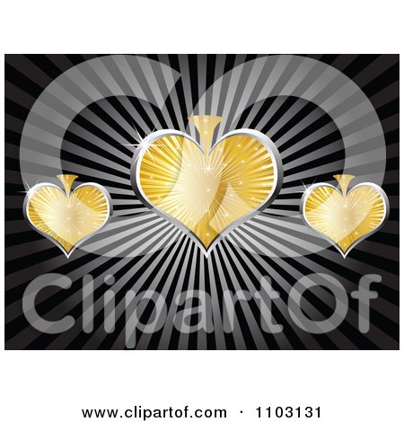 Clipart Shiny Gold And Silver Poker Spades On Rays - Royalty Free Vector Illustration by Andrei Marincas