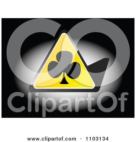 Clipart Yellow Clover Or Poker Club Triangle In Light On Black - Royalty Free Vector Illustration by Andrei Marincas