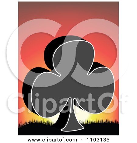 Clipart Clover Or Poker Club Against A Sunset - Royalty Free Vector Illustration by Andrei Marincas