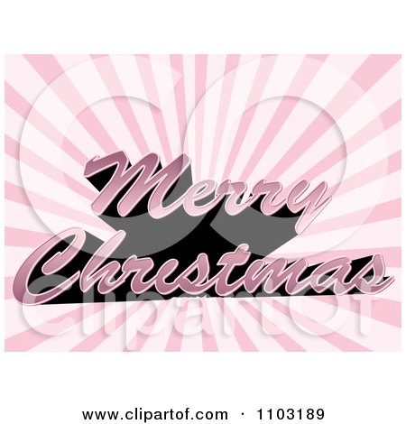 Clipart Pink Merry Christmas Greeting With Rays - Royalty Free Vector Illustration by Andrei Marincas