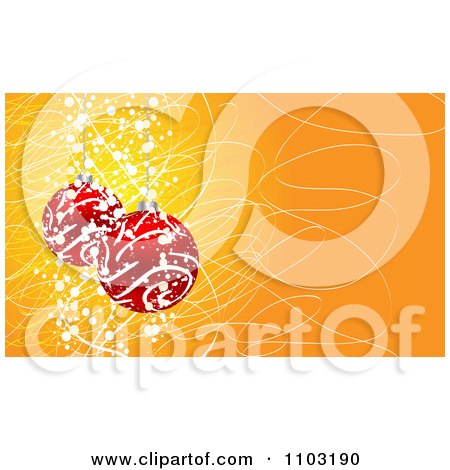 Clipart 3d Red Swirl Christmas Baubles On Orange With Scribbles And Dots - Royalty Free Vector Illustration by Andrei Marincas