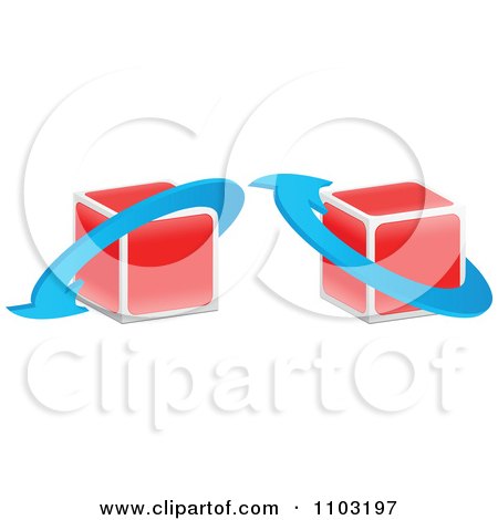 Clipart 3d Red Cubes With Blue Arrows - Royalty Free Vector Illustration by Andrei Marincas