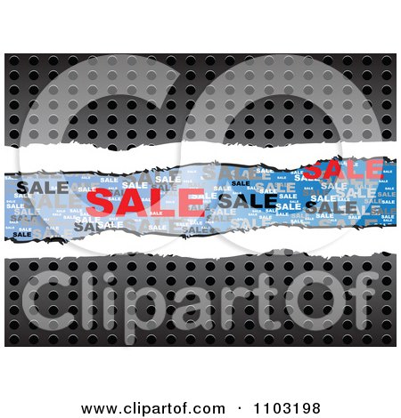 Clipart Torn Paper Sale Banner Over Perforated Metal - Royalty Free Vector Illustration by Andrei Marincas