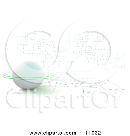 White Planets With Rings on a Circuit Board Clipart Illustration by Leo Blanchette