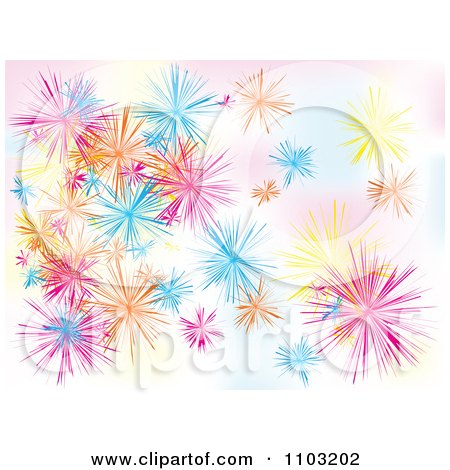 Clipart Background Of Colorful Star Explosions On Gradient - Royalty Free Vector Illustration by Andrei Marincas