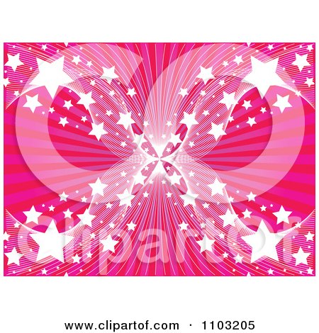 Clipart Pink Ray Background With Mesh Waves And Stars - Royalty Free Vector Illustration by Andrei Marincas