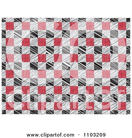 Clipart Scribbled Red Gray And Black Checker Board - Royalty Free Vector Illustration by Andrei Marincas