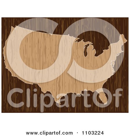 Clipart Wooden United States Map - Royalty Free Vector Illustration by Andrei Marincas