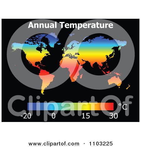 Clipart  World Annual Temperature Map And Atlas - Royalty Free Vector Illustration by Andrei Marincas