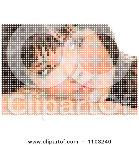 Clipart Pixelated Woman Resting Her Head On Her Arms Made Of Dots - Royalty Free Vector Illustration by Andrei Marincas