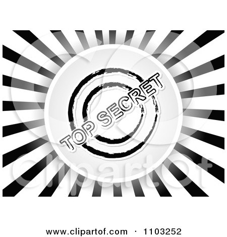 Clipart Top Secret Circle Over Black And White Rays - Royalty Free Vector Illustration by Andrei Marincas