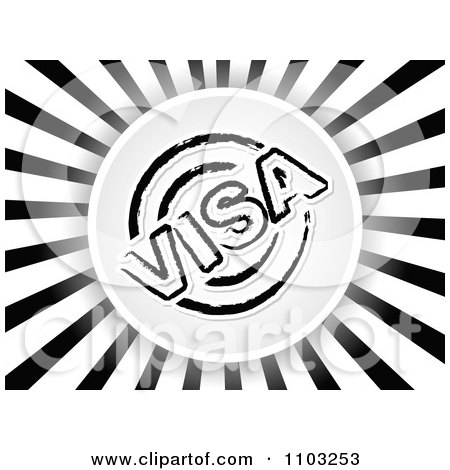 Clipart VISA Circle Over Black And White Rays - Royalty Free Vector Illustration by Andrei Marincas