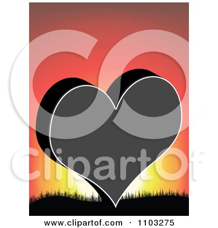 Clipart Love Or Poker Heart Against A Sunset - Royalty Free Vector Illustration by Andrei Marincas