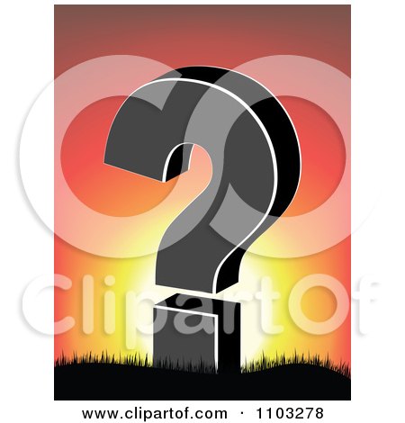 Clipart Black Question Mark Against A Sunset - Royalty Free Vector Illustration by Andrei Marincas