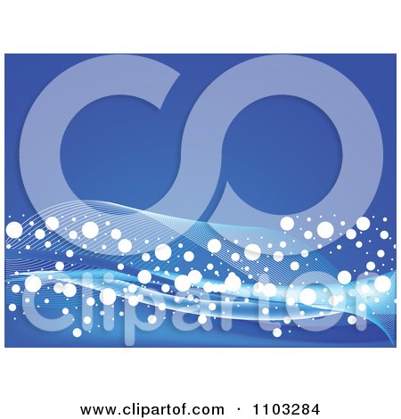Clipart Blue Background With White Mesh Waves And Dots - Royalty Free Vector Illustration by Andrei Marincas