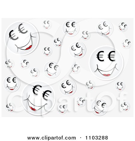Clipart Gray Background With Happy Euro Faces - Royalty Free Vector Illustration by Andrei Marincas