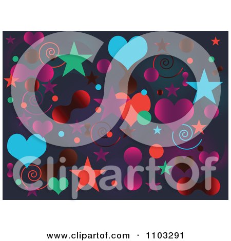 Clipart Background Of Stars Hearts And Spirals - Royalty Free Vector Illustration by Andrei Marincas