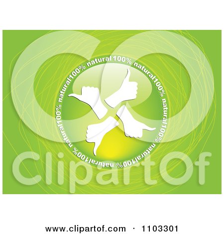 Clipart Reflective Round Approved Natural Circle Over Green With Scribbles - Royalty Free Vector Illustration by Andrei Marincas