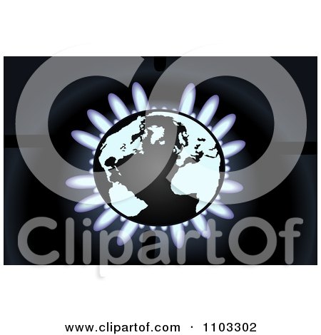 Clipart Globe Over A Gas Burner - Royalty Free Vector Illustration by Andrei Marincas