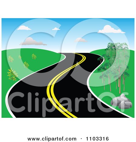 Clipart Curvy Hillside Road - Royalty Free Vector Illustration by Andrei Marincas