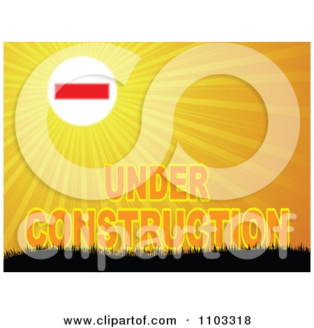 Clipart Under Construction Sun With Rays And Grass - Royalty Free Vector Illustration by Andrei Marincas