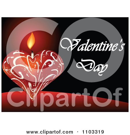 Clipart Red Heart Candle With Valentines Day Text On Black - Royalty Free Vector Illustration by Andrei Marincas
