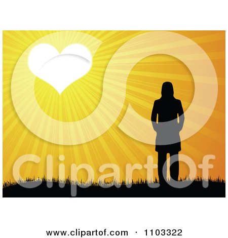 Clipart Silhouetted Woman Basking In Heart Sunshine - Royalty Free Vector Illustration by Andrei Marincas