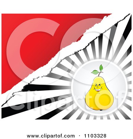 Clipart Pear Circle Over Rays With Torn Paper And Red Copyspace - Royalty Free Vector Illustration by Andrei Marincas