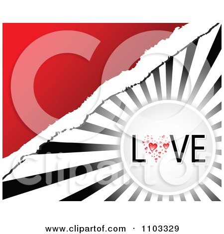 Clipart Love Circle Over Rays With Torn Paper And Red Copyspace - Royalty Free Vector Illustration by Andrei Marincas