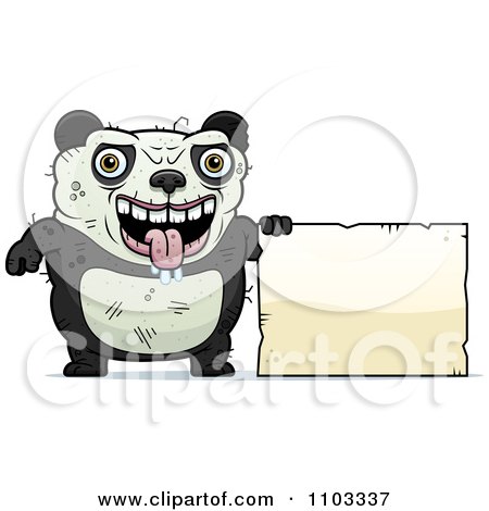 Clipart Ugly Panda With A Sign - Royalty Free Vector Illustration by Cory Thoman