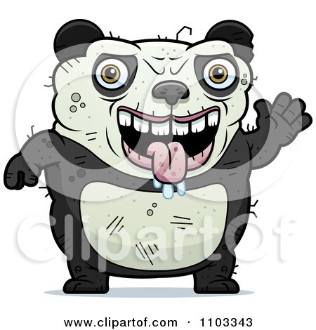 Clipart Waving Ugly Panda - Royalty Free Vector Illustration by Cory Thoman