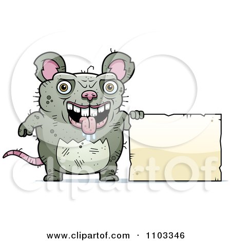 Clipart Ugly Rat With A Sign - Royalty Free Vector Illustration by Cory Thoman