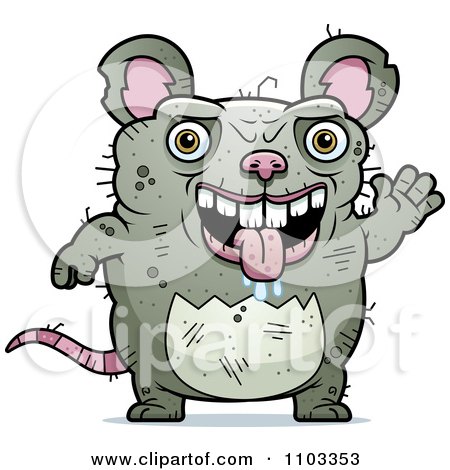 Clipart Waving Ugly Rat - Royalty Free Vector Illustration by Cory Thoman