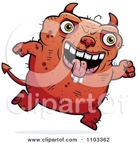 Clipart Jumping Ugly Devil - Royalty Free Vector Illustration by Cory Thoman