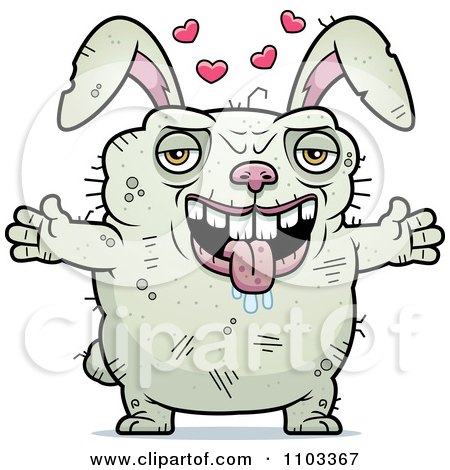 Clipart Loving Ugly Rabbit - Royalty Free Vector Illustration by Cory Thoman
