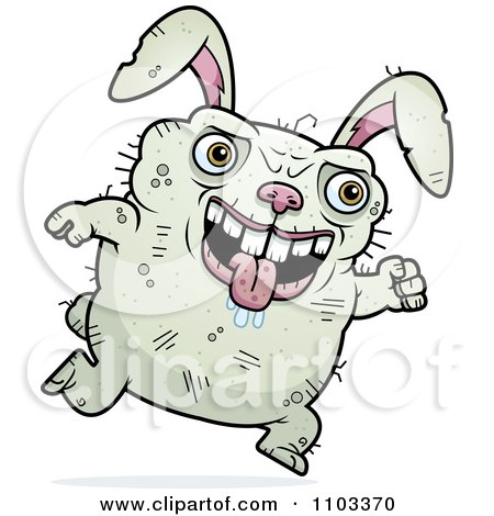 Clipart Running Ugly Rabbit - Royalty Free Vector Illustration by Cory Thoman