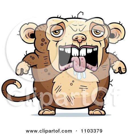 Clipart Depressed Ugly Monkey - Royalty Free Vector Illustration by Cory Thoman