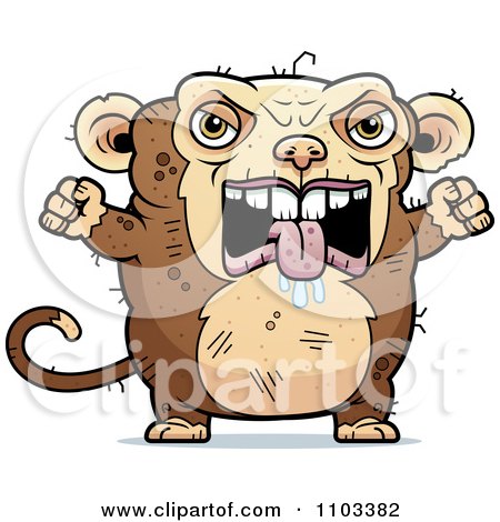 Clipart Angry Ugly Monkey - Royalty Free Vector Illustration by Cory Thoman