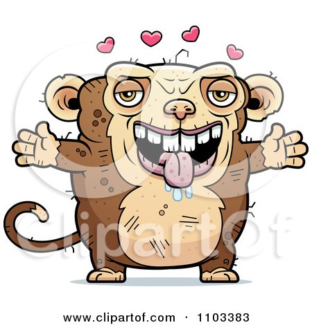 Clipart Loving Ugly Monkey - Royalty Free Vector Illustration by Cory Thoman