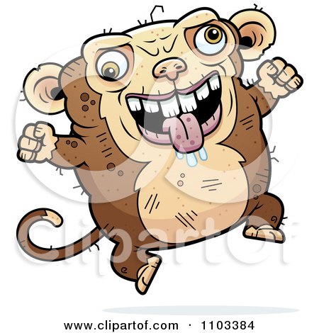 Clipart Jumping Ugly Monkey - Royalty Free Vector Illustration by Cory Thoman