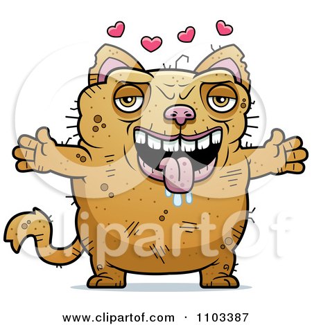 Clipart Loving Ugly Cat - Royalty Free Vector Illustration by Cory Thoman