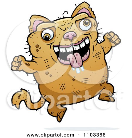 Clipart Jumping Ugly Cat - Royalty Free Vector Illustration by Cory Thoman