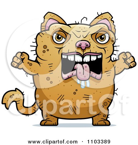Clipart Angry Ugly Cat - Royalty Free Vector Illustration by Cory Thoman