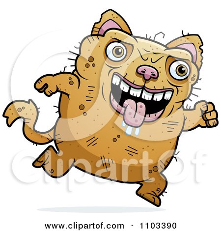 Clipart Running Ugly Cat - Royalty Free Vector Illustration by Cory Thoman