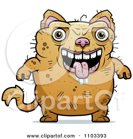 Clipart Drooling Ugly Cat - Royalty Free Vector Illustration by Cory Thoman