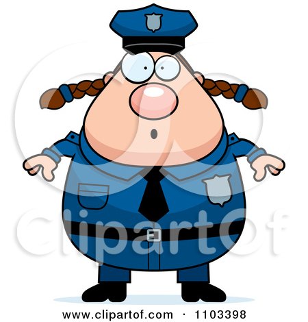 Clipart Surprised Chubby Caucasian Police Woman - Royalty Free Vector Illustration by Cory Thoman